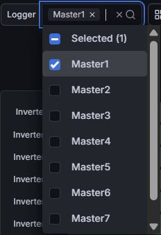 Optional MT selector dropdown (example shows MasterX) used to filter the device list